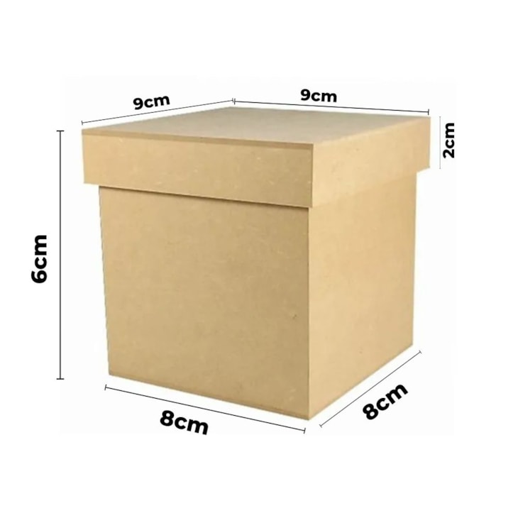 Caixa Quadrada Tampa Sapato 8X8X6 Mdf Madeira Marpax