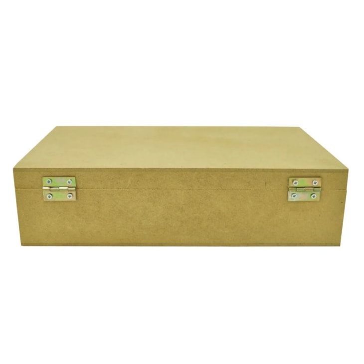 Caixa Retangular Com Fecho E Dobradica 25X16X6 Mdf Madeira Marpax