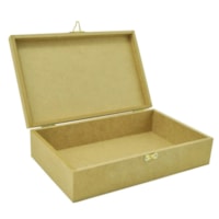 Caixa Retangular Com Fecho E Dobradica 25X16X6 Mdf Madeira Marpax