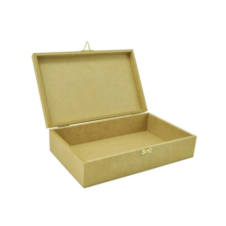 Caixa Retangular com Fecho e Dobradica 25x16x6cm MDF Marpax