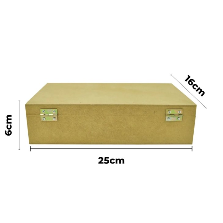Caixa Retangular com Fecho e Dobradica 25x16x6cm MDF Marpax