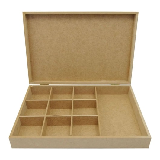 Caixa Retangular Dobradica E Divisorias 30X20X5 Mdf 6Mm Madeira Marpax