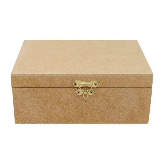 Caixa Retangular Dobradica E Fecho 20X12X6 Mdf Madeira Marpax