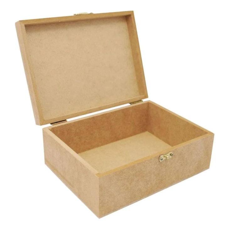Caixa Retangular Dobradica Fecho 20x12x6 MDF Madeira Marpax