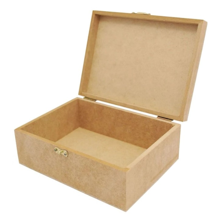 Caixa Retangular Dobradica Fecho 20x12x6 MDF Madeira Marpax