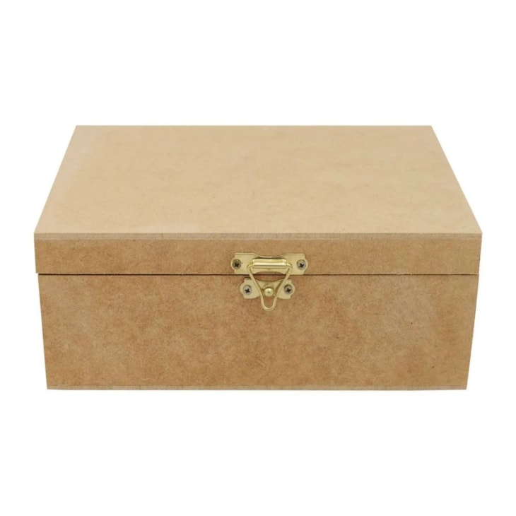 Caixa Retangular Dobradica Fecho 20x12x6 MDF Madeira Marpax