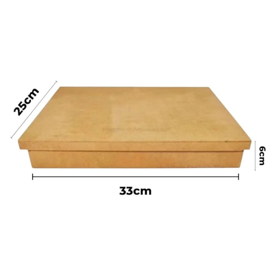Caixa Retangular Tampa Sapato 33X25X6 Mdf Madeira Marpax