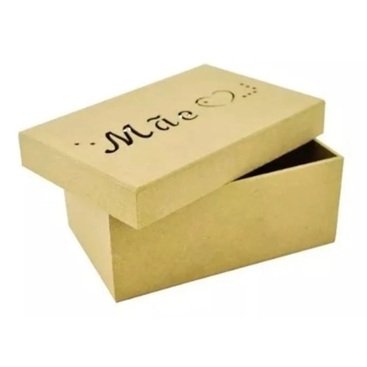 Caixa Retangular Tampa Sapato Mae 18X11,5X6,5 Mdf Madeira Marpax