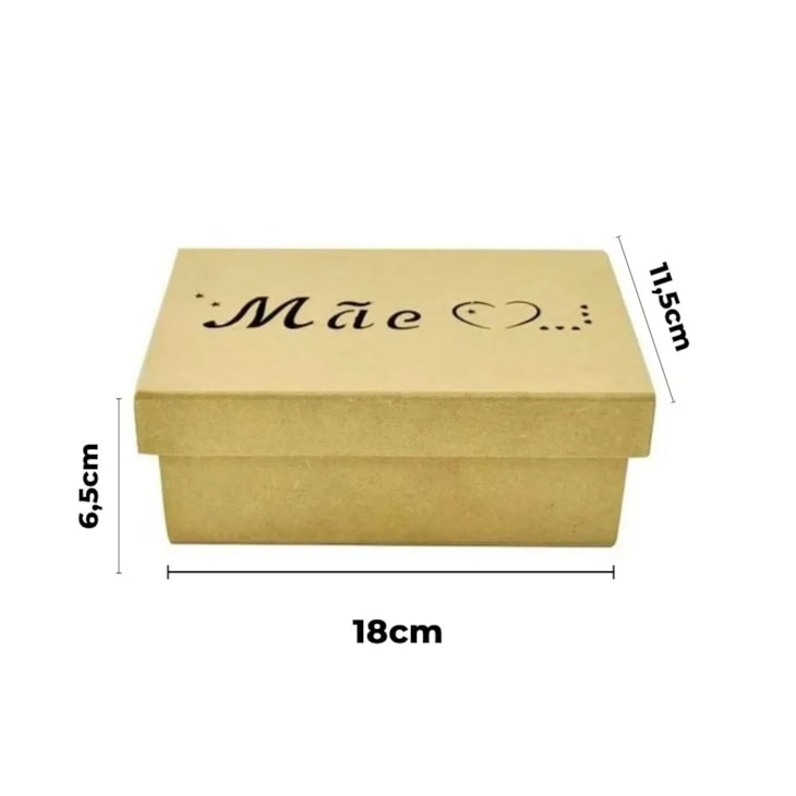 Caixa Retangular Tampa Sapato Mae 18X11,5X6,5 Mdf Madeira Marpax