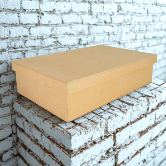 Caixa Retangular Tampa Sapato Sem Divisoria 35X20X10 Mdf Madeira Marpax