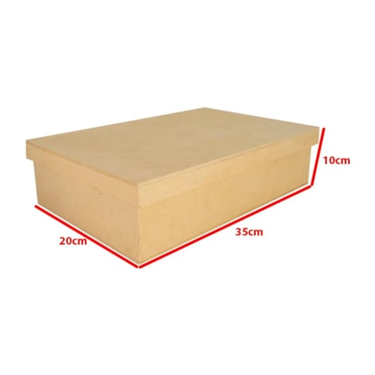 Caixa Retangular Tampa Sapato Sem Divisoria 35X20X10 Mdf Madeira Marpax