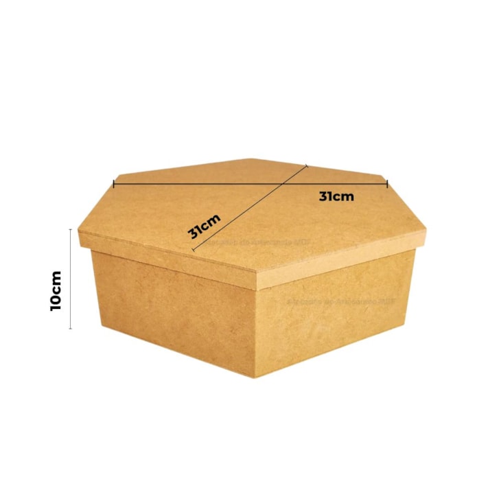 Caixa Sextavada Tampa Sapato 31x10 MDF Madeira Marpax 01un