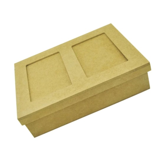 Caixa Tampa Sapato 2 Fotos Recordacoes 26X19X6,5 Mdf Madeira Marpax
