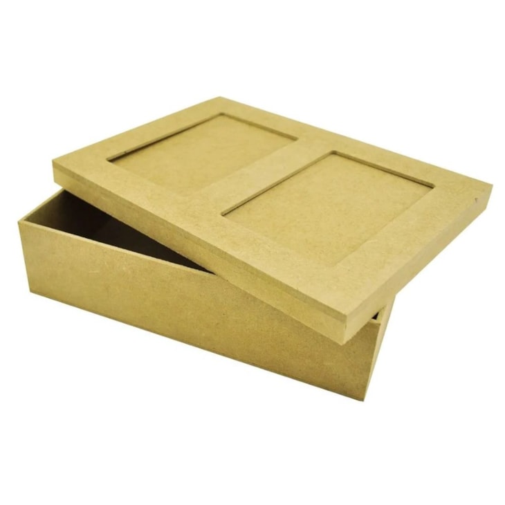 Caixa Tampa Sapato 2 Fotos Recordacoes 26X19X6,5 Mdf Madeira Marpax