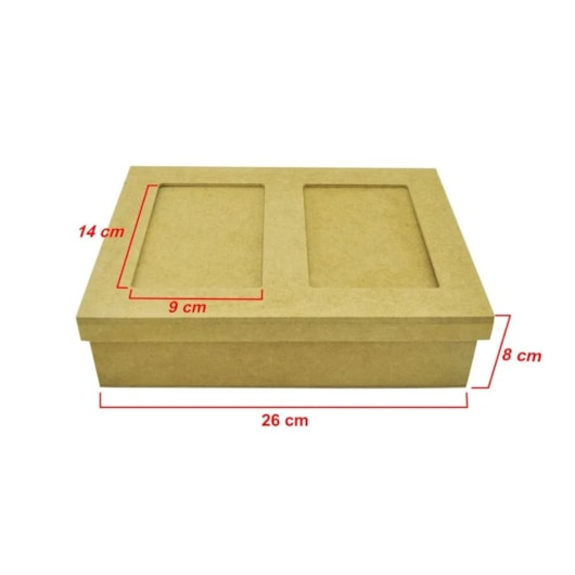 Caixa Tampa Sapato 2 Fotos Recordacoes 26X19X6,5 Mdf Madeira Marpax