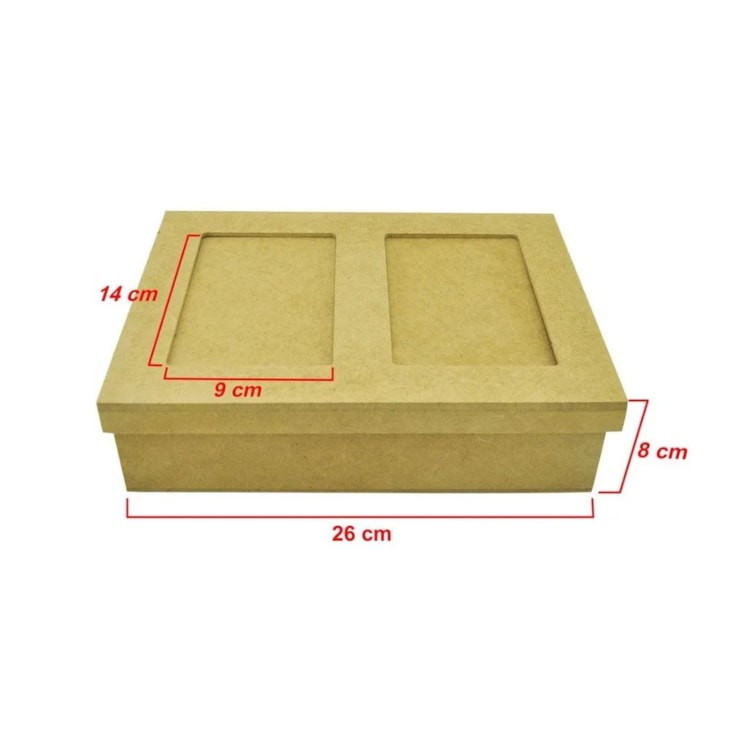Caixa Tampa Sapato 2 Fotos Recordacoes 26X19X6,5 Mdf Madeira Marpax