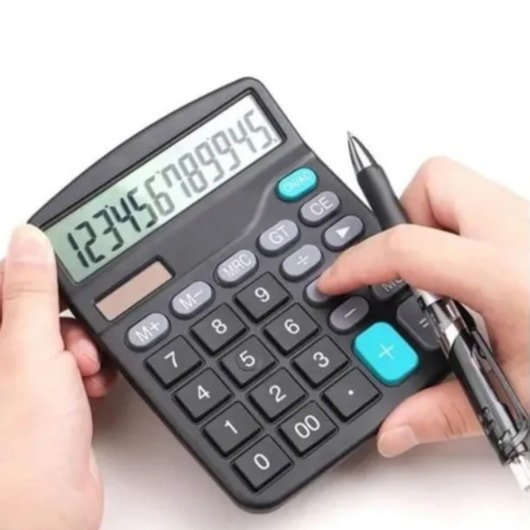 Calculadora Grande de Mesa Preto 15x12cm com 12 dígitos