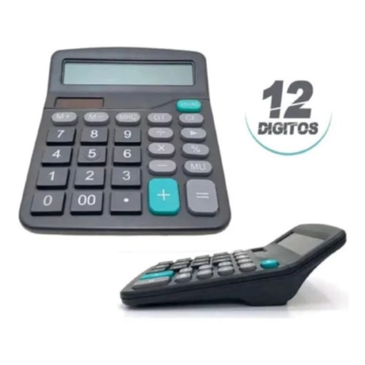 Calculadora Grande de Mesa Preto 15x12cm com 12 dígitos