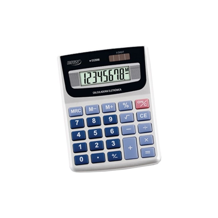 Calculadora Pequena de Mesa 08 Dígitos Prata Cc2000 BRW 01un