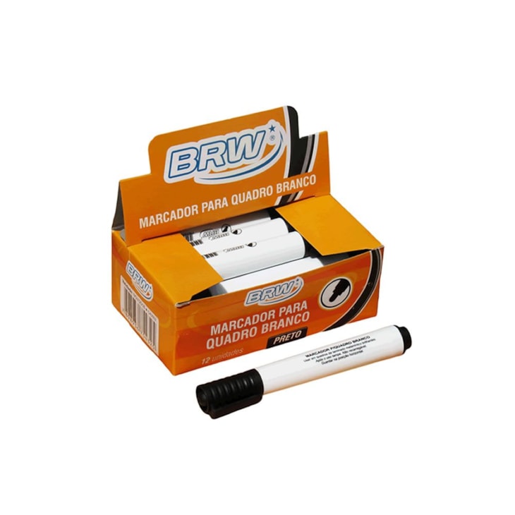 Caneta para Quadro Branco Preto Ponta Redonda BRW com 12un