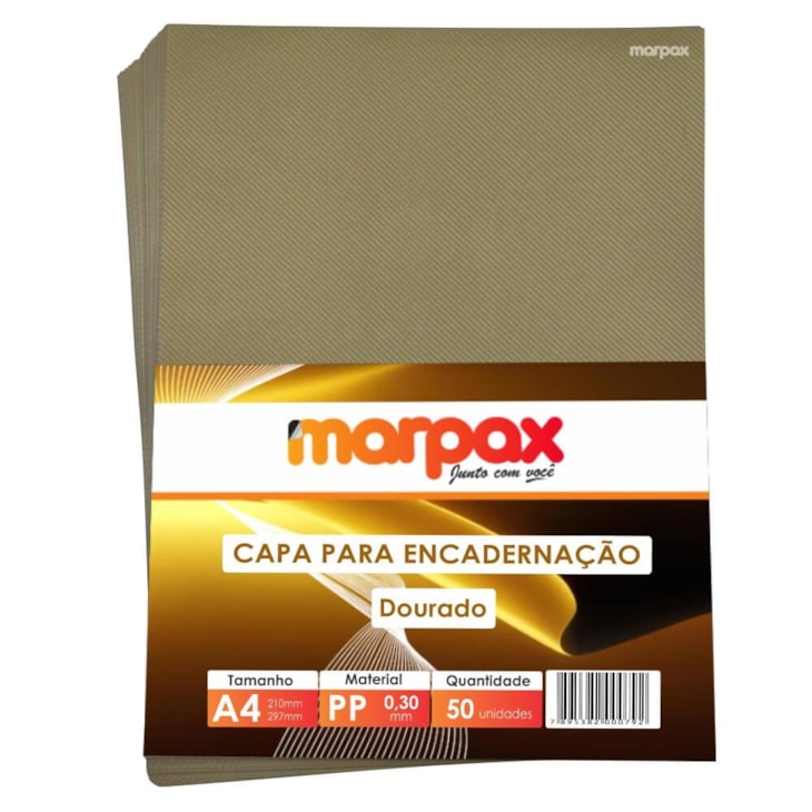 Capa para Encadernação A4 210x297mm Dourado PP 0,30 50un