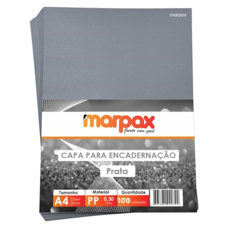 Capa para Encadernação A4 210x297mm Prata Line PP 0,30 100un