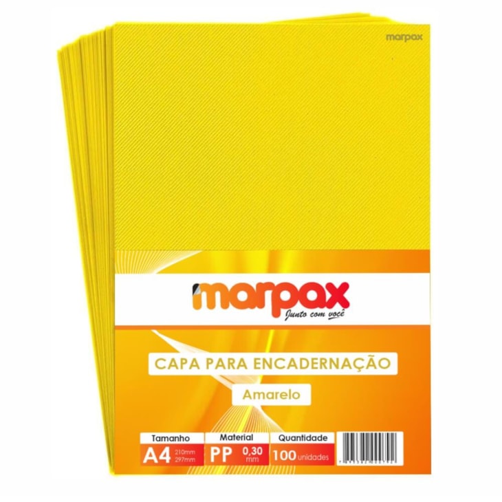 Capa para Encadernação A4 Amarelo Line Frente PP 0,30 100un