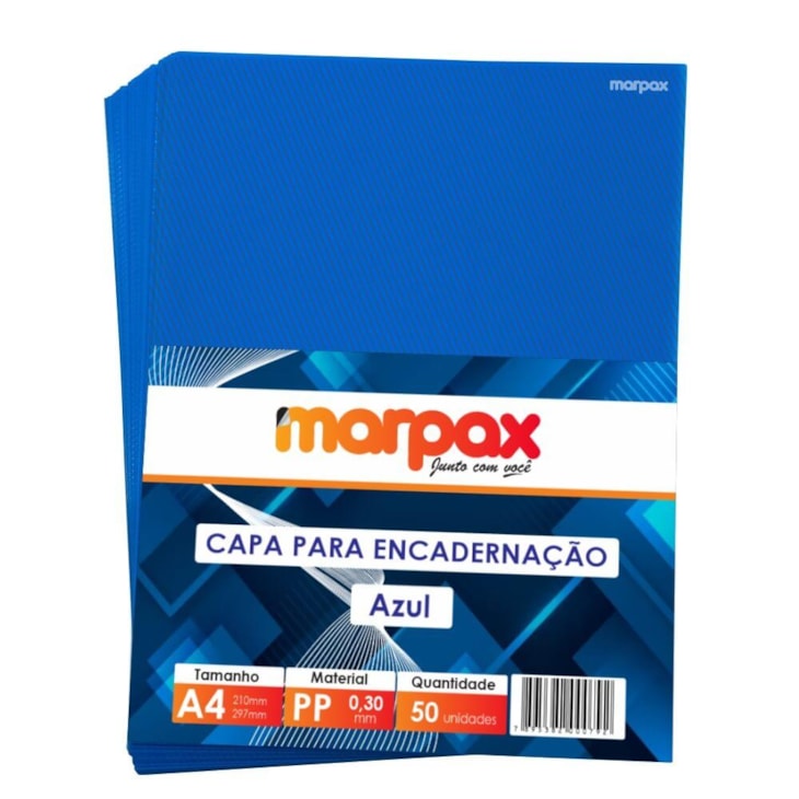Capa para Encadernação A4 Azul Line PP 0,30 Marpax 50un