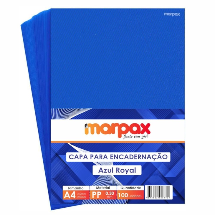 Capa para Encadernação A4 Azul Royal Line PP 0,30 100un