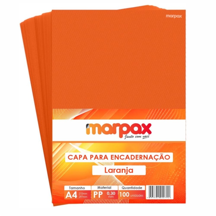 Capa para Encadernação A4 Laranja Line Frente PP 0,30 100un