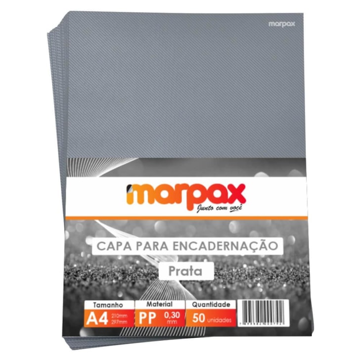Capa para Encadernação A4 Prata Line PP 0,30 Marpax 50un