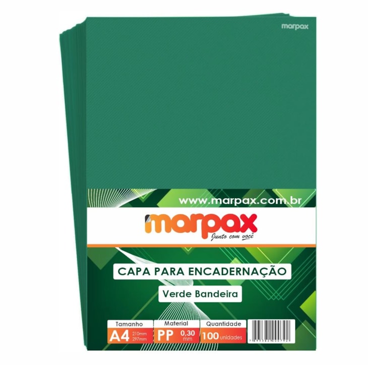 Capa para Encadernação A4 Verde Bandeira Line PP 0,30 100un
