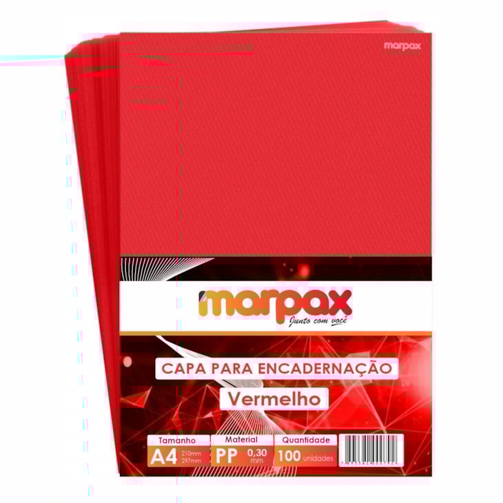 Capa para Encadernação A4 Vermelho Line Frente PP 030 100un