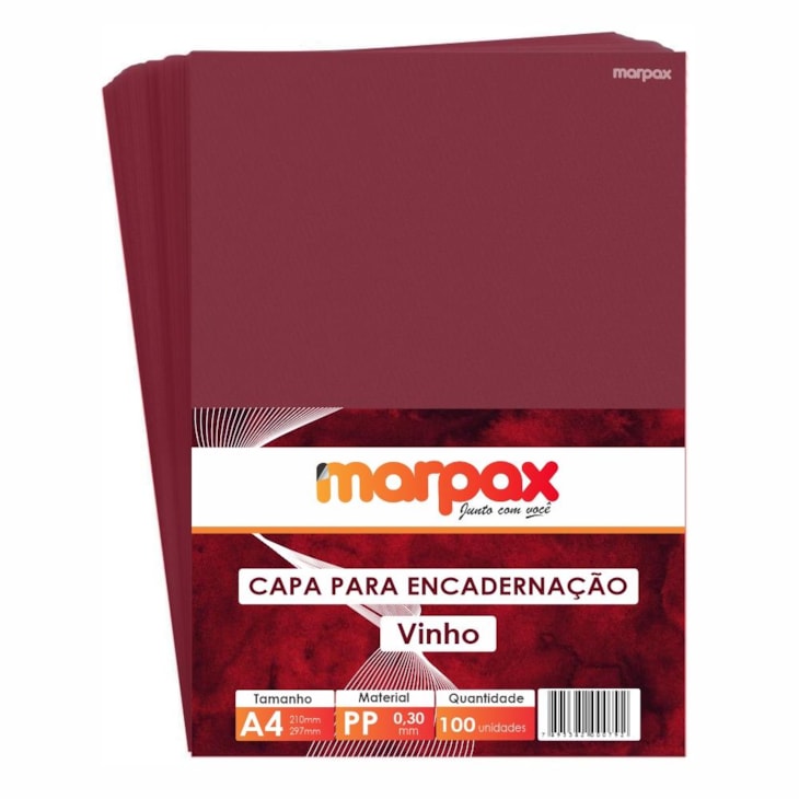 Capa para Encadernação A4 Vinho Line Frente PP 0,30 100un