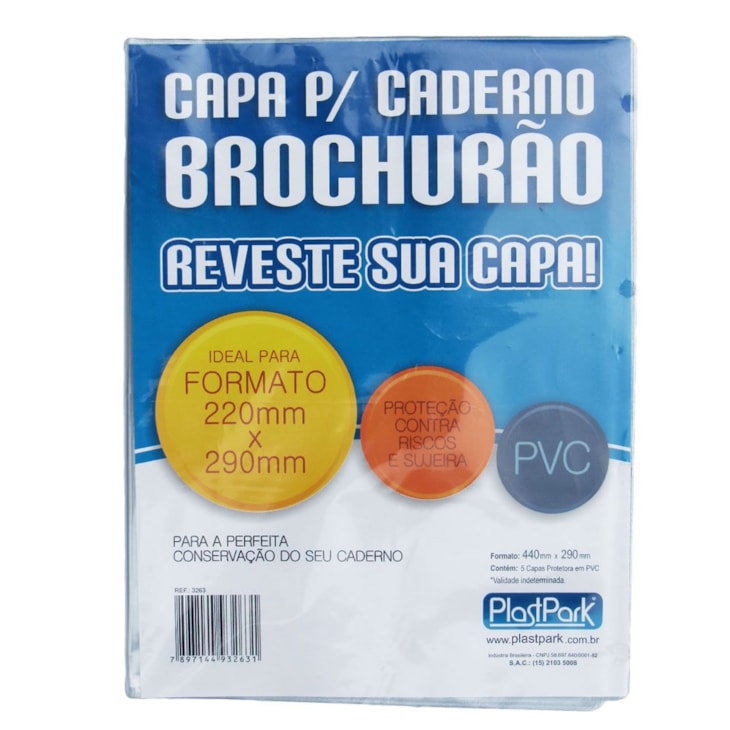 Capa Pronta para Caderno Brochurrão 440x290mm PVC - 05un