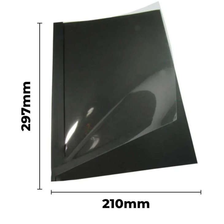 Capa Térmica Crystal Paper Preta A4 10mm 91 à 120fls 05un