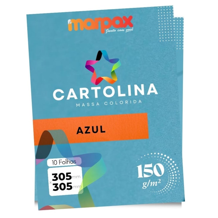 Cartolina 150g 305x305mm Cor Azul Marpax Pacote com10fls