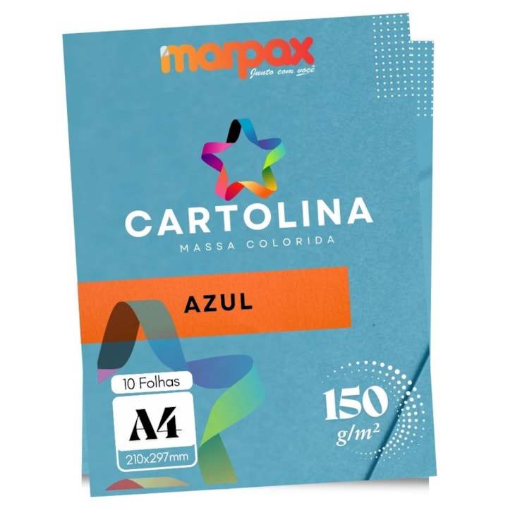 Cartolina 150g A4 210x297mm Azul Marpax 10fls