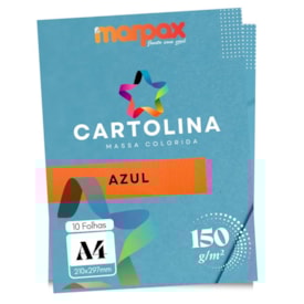 Cartolina 150g A4 210x297mm Cor Azul Marpax Pacote com10fls