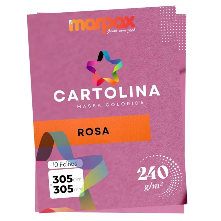 Cartolina 240g 305x305mm Cor Rosa Marpax Pacote com10fls