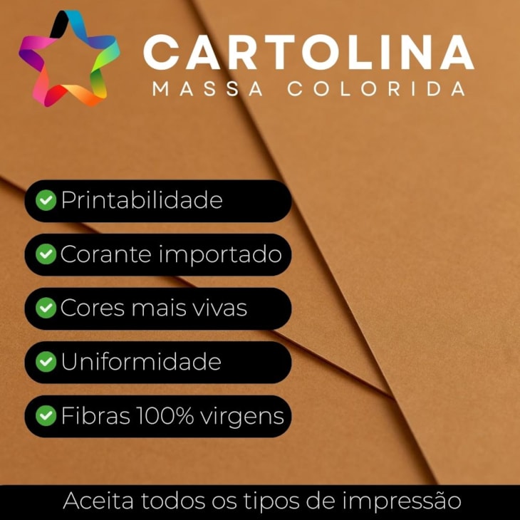 Cartolina 240g 480x660mm Cor Ocre Marpax Pacote com 10fls