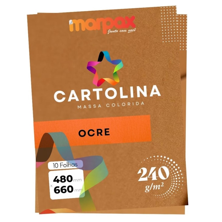 Cartolina 240g 480x660mm Cor Ocre Marpax Pacote com 10fls