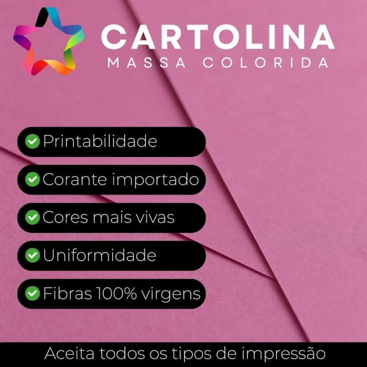Cartolina 240g A4 210x297mm Cor Rosa Marpax Pacote com 10fls