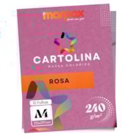 Cartolina 240g A4 210x297mm Cor Rosa Marpax Pacote com 10fls