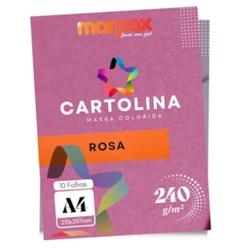 Cartolina 240g A4 210x297mm Cor Rosa Marpax Pacote com 10fls