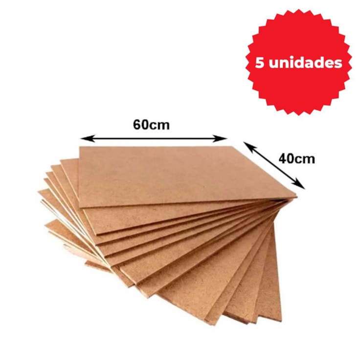Chapa MDF Cru A2 40x60cm 3mm Quadros Artesanato Marpax 5un
