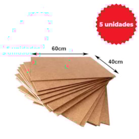 Chapa MDF Cru A2 40x60cm 5 uni 3mm Quadros Artesanato Marpax