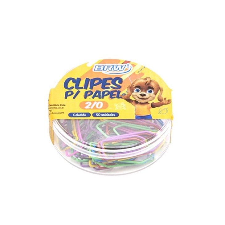 Clips de Papel Colorido Aço Nº 2.0 3.5cm BRW Caixa com 50un