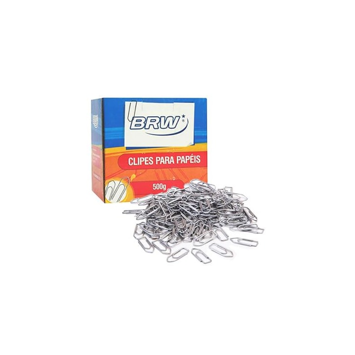 Clips de Papel Galvanizado Prata Nº 3.0 BRW Caixa com 500gr