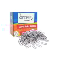 Clips de Papel Galvanizado Prata Nº 3.0 BRW Caixa com 50un